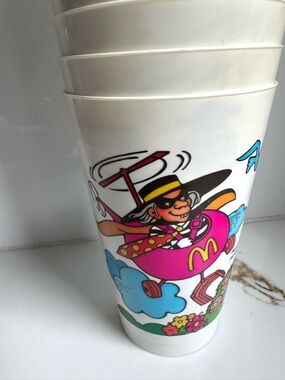 Vintage 1980 McDonald’s Plastic Cups Lot Mayor McCheese Hamburglar